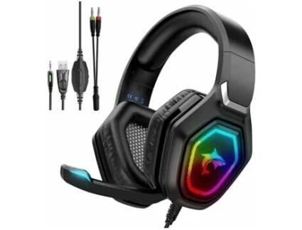 Auscultadores Gaming ENKES com Microfone Ps5  com Microfone com Cancelamento de Ruído Luz Led Rgb Colorida Estéreo Legal Sobre