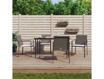 Conjuntos de Refeição 5 Peças e Almofadas VIDAXL para Jardim (140 cm - Rattan - Castanho)