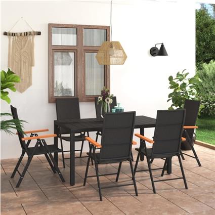 Conjunto de Jantar para Jardim Preto e Castanho 7 pcs