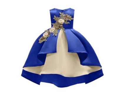 Vestido NNJXD Princesa Manga Bordado Poliéster para Menina (110 cm - Azul)