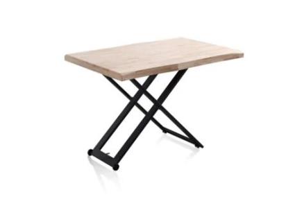 Mesa de centro elevable Lada Fit, duehome, 80 cm (ancho), Roble - Negro, Roble - Blanco, Roble Honey - Negro