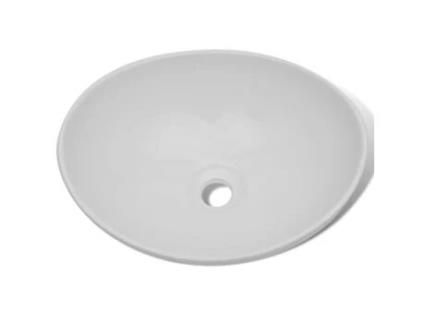 vidaXL Lavatório cerâmica 40x33 cm oval branco