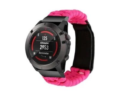 Bracelete Pulseira Fio Entrançado para Garmin Forerunner 945 Rosa