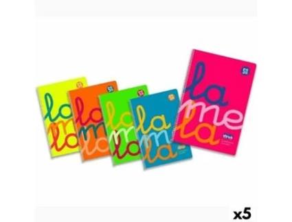 Conjunto de Cadernos Lamela Multicolor 80 Folhas Quarto 5 Unidades