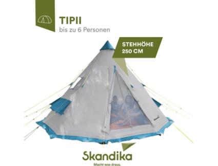 Tenda em Pirâmide SKANDIKA  Tipo Índia   Tipii   Ao Ar Livre   Rede Mosquiteira   6 Pessoas