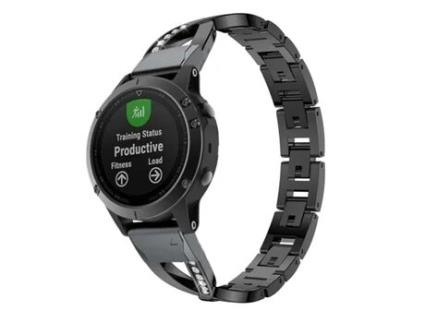 Bracelete Pulseira Aço Luxury para Garmin Fenix 6 Solar Preto