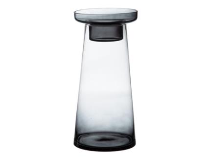 Porta-velas BIGBUY HOME em Vidro (Cinzento - 16.50 x 16.50 x 35 cm)