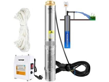 VEVOR Bomba Submersível para Poço Profundo Bomba de Água de Aço Inoxidável 370 W 110 L/Min 44 M
