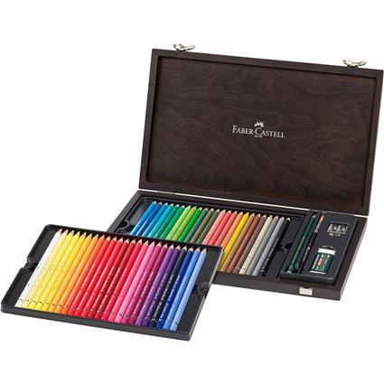 FABER-CASTELL Lápis de Cor Aguarelável Albrecht Dürer, Caixa Madeira com 48 Lápis, Borracha, Afia, Lápis de Grafite e Pincel