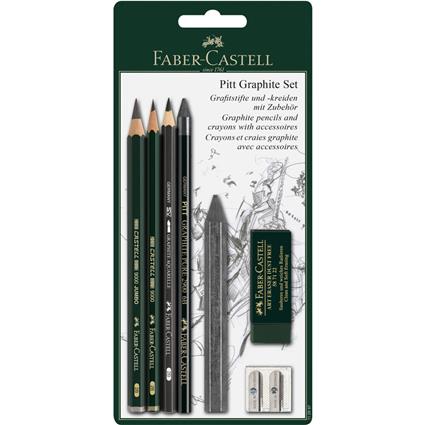 FABER-CASTELL Conjunto Lápis Grafite Pitt, Mina 2B e 6B, Afia e Borracha