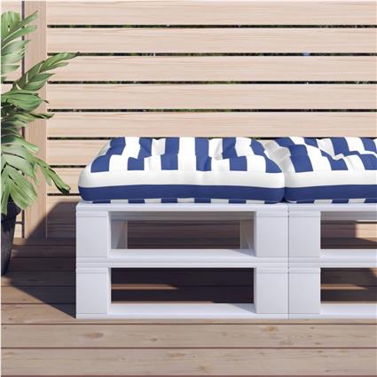 vidaXL Almofadão para sofá de paletes 60x60x12 cm tecido azul/branco