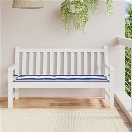 vidaXL Almofadão p/ banco jardim 150x50x3 cm tecido oxford azul/branco