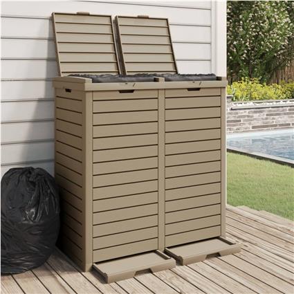 vidaXL Caixote lixo exterior 78x41x86 cm polipropileno castanho-claro