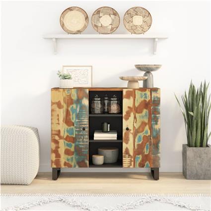 vidaXL Aparador c/ 2 portas 90x33x75 cm madeira recuperada maciça