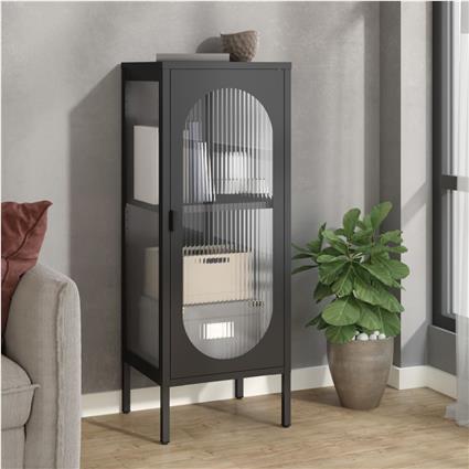 vidaXL Aparador 40x35x105 cm vidro e aço preto