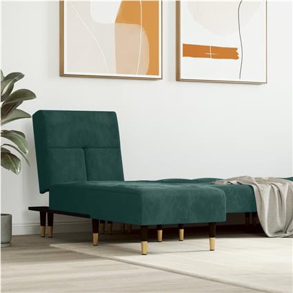 vidaXL Chaise longue veludo verde-escuro