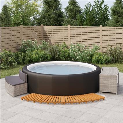 vidaXL Contorno de spa vime PE e madeira de acácia maciça cinzento