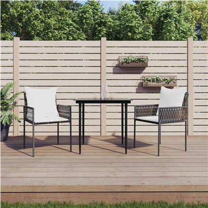 vidaXL Cadeiras jardim c/ almofadões 2pcs 54x61x83 cm vime PE castanho