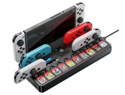 Switch Storage Dock de Carregamento com Carregador Do Controlador Switch e 10 Slots de Jogo