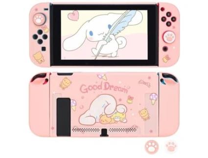 Estojo Switch Rosa Cartoon com 2 Tampas de Polegar