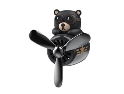 Neutralizador de Odores YB Piloto De Desenho Animado Urso Automotivo Ventilador (Preto)