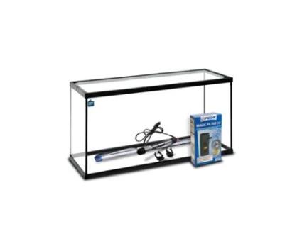 Aquário Vidro com moldura Preto 11 L. Kit Completo P.30