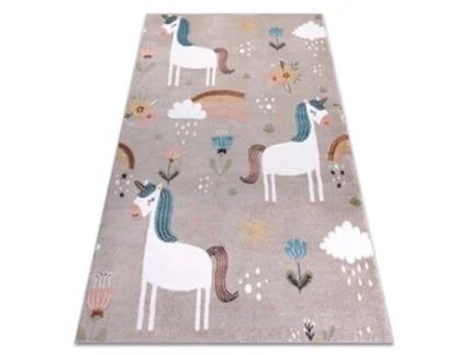 Tapete Fun Sweety Para Crianças, Unicórnio, Arco-Íris Bege (200 x 290 cm)