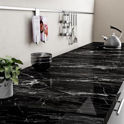 Tampo de bancada imitação pedra MÁRMORE PRETO 6133 AR 315X65X3.8CM