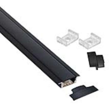 Kit - perfil aluminio kobe press para fitas led 1 metro preto