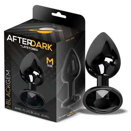 PLUGUE ANAL METÁLICO BLACKGEM COM JÓIA COR PRETO TAMANHO M