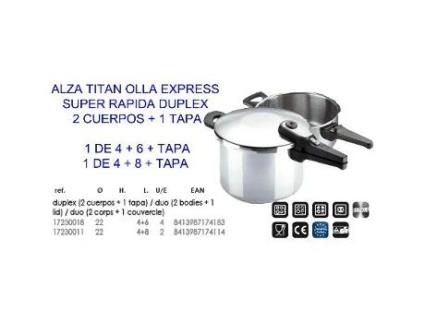 Alza titan olla expres super rapida (duplex 4+6+tapa) 17230018
