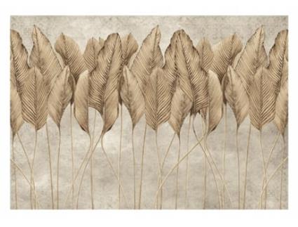 Papel de Parede WALLARENA Folhas Penas Concreto (Multicolor - 416x254 cm)