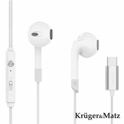 Auscultadores Stereo com Fios e Microfone Branco KRUGER MATZ