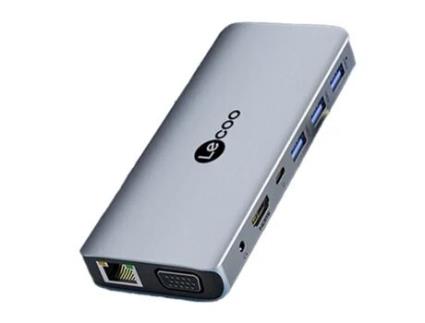 Adaptador LECOO Lkc1311H 10In1 Type-C a 2Usb3.0 Pd100W Hdmi Sd/Tf Aux 3.5Mm 1000Mbps Vga para Huawei Mate40/P50 S20