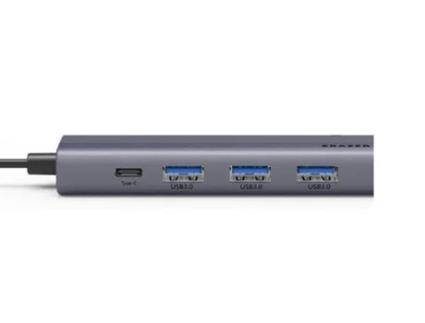 Adaptador ERAZER Ha05R 5In1 Usb a 3Usb3.0 1000Mbps Type-C Liga de Alumínio Abs