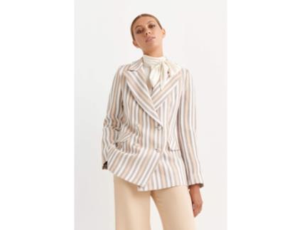 Blazer CYRANA Cyca Riscas Nude para Mulher (L - Bege)