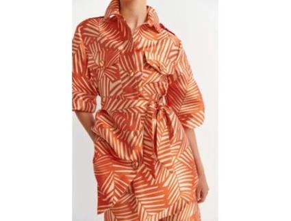 Vestido CYRANA Zen Palmeiras Poliéster para Mulher (S - Laranja)