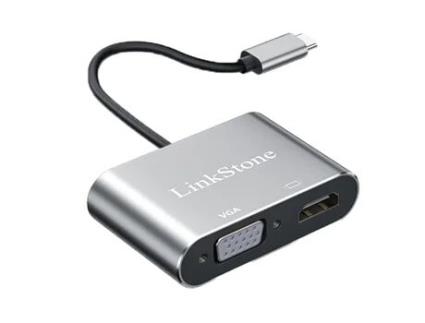 Adaptador LINKSTONE C318B 4In1 Type-C a Pd Hdmi Usb3.0 Vga para Huawei Mate40/P50 S20