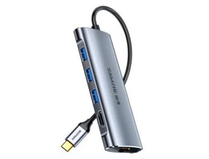 Adaptador SAMZHE Th-04 6In1 Type-C a Hdmi 3Usb3.0 Pd100W 1000Mbps para Huawei Mate40/P50 S20