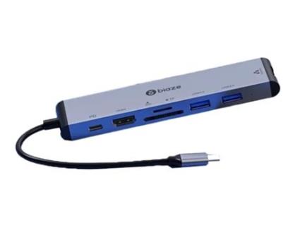 Adaptador BIAZE R48 7In1 Type-C a 2Usb3.0 Hdmi 100Mbps Sd/Tf Pd para Huawei Mate40/P50 S20