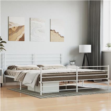 vidaXL Estrutura de cama com cabeceira e pés 183x213 cm metal branco