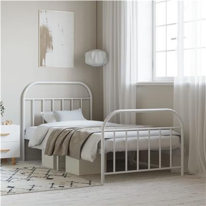 vidaXL Estrutura de cama com cabeceira e pés 100x190 cm metal branco
