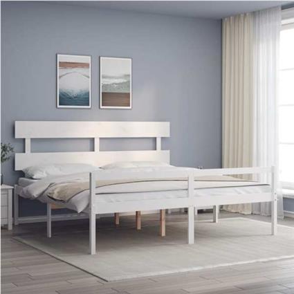 Estrutura Cama Super King Size C/ Cabeceira Madeira Branco