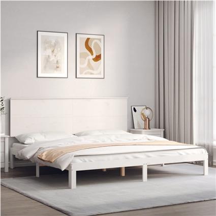 vidaXL Estrutura cama Super King Size c/ cabeceira madeira branco