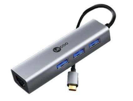 Adaptador LECOO Lkc1304H 4In1 Type-C a 3Usb3.0 1000Mbps para Huawei Mate40/P50 S20