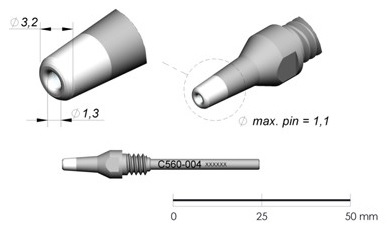 Bico Dessoldar p/ Dessoldador DR560 (Ø1,3 x Ø3,2mm) - 