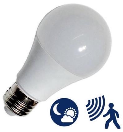 Lampada LED 220V E27 10W Branco F. 6000K 806Lm c/ Sensor Crepuscular + Presença - 