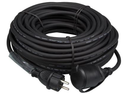 Cabo Extensão em Borracha com Tubo Retrátil 2P 3680W Preto (25 mts) - 