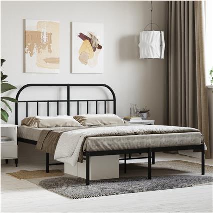 vidaXL Estrutura de cama com cabeceira 140x190 cm metal preto