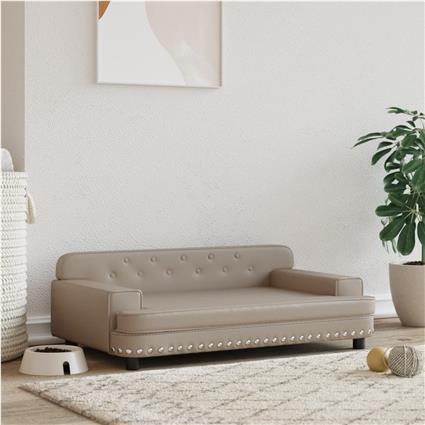 vidaXL Cama para cães 90x53x30 cm couro artificial cappuccino